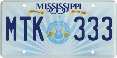 MS license plate MTK333