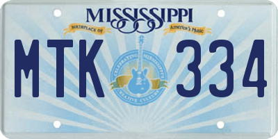 MS license plate MTK334
