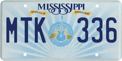 MS license plate MTK336