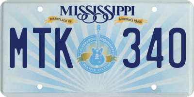 MS license plate MTK340