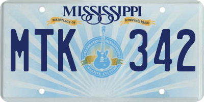 MS license plate MTK342