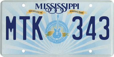 MS license plate MTK343