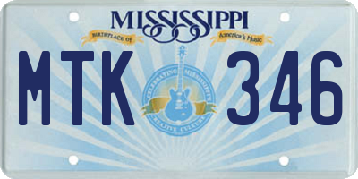 MS license plate MTK346