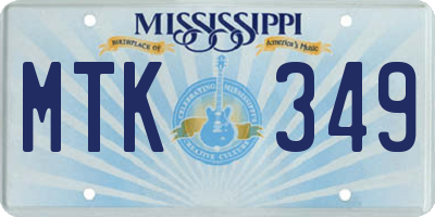 MS license plate MTK349