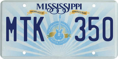 MS license plate MTK350