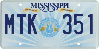 MS license plate MTK351
