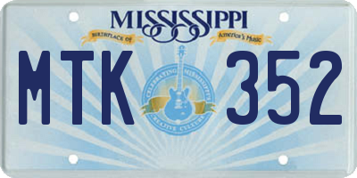 MS license plate MTK352