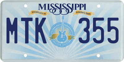 MS license plate MTK355