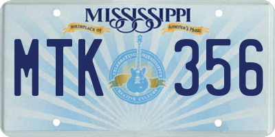 MS license plate MTK356