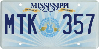 MS license plate MTK357