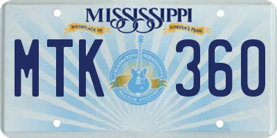 MS license plate MTK360