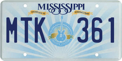 MS license plate MTK361