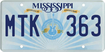 MS license plate MTK363