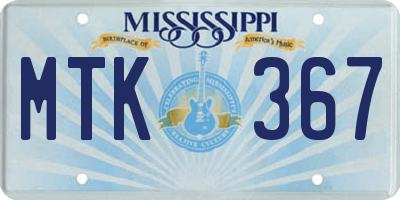 MS license plate MTK367
