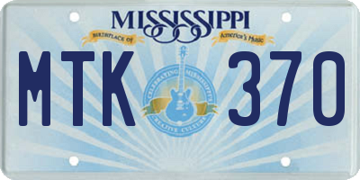MS license plate MTK370