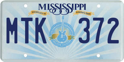 MS license plate MTK372