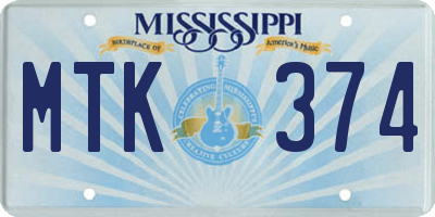 MS license plate MTK374