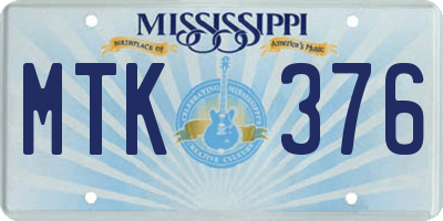 MS license plate MTK376