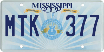 MS license plate MTK377