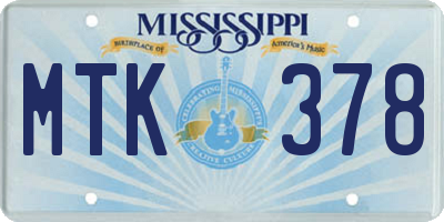 MS license plate MTK378
