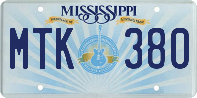 MS license plate MTK380