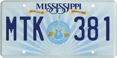 MS license plate MTK381