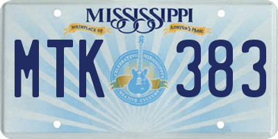 MS license plate MTK383