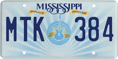 MS license plate MTK384