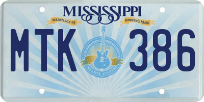 MS license plate MTK386