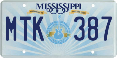 MS license plate MTK387