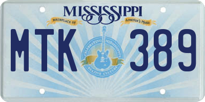 MS license plate MTK389