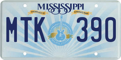 MS license plate MTK390