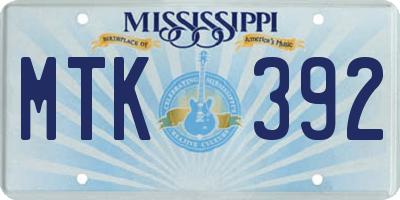 MS license plate MTK392