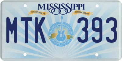MS license plate MTK393
