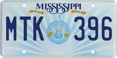 MS license plate MTK396
