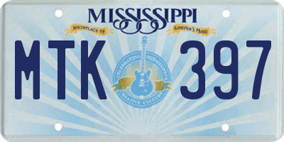 MS license plate MTK397