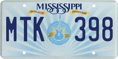 MS license plate MTK398