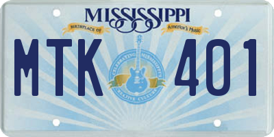 MS license plate MTK401