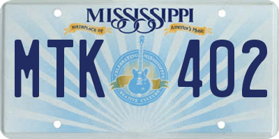 MS license plate MTK402