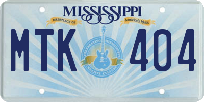 MS license plate MTK404