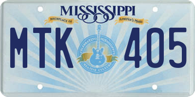 MS license plate MTK405