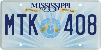 MS license plate MTK408