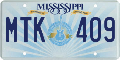 MS license plate MTK409