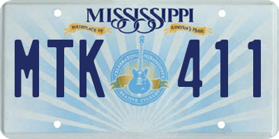 MS license plate MTK411