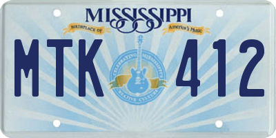 MS license plate MTK412
