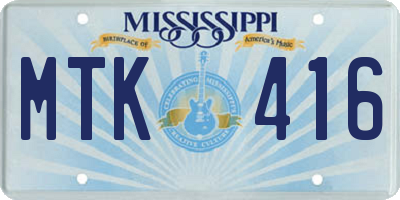 MS license plate MTK416