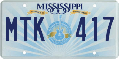 MS license plate MTK417