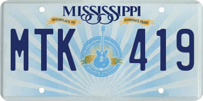 MS license plate MTK419