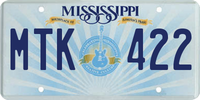 MS license plate MTK422