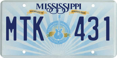 MS license plate MTK431